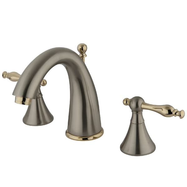 8" Widespread Bathroom Fct, Brushed Nickel/Polished Brass